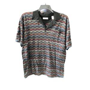 Vintage Vira Club Men’s Large Polo Shirt 100% Cotton Multi Color Made In Turkey